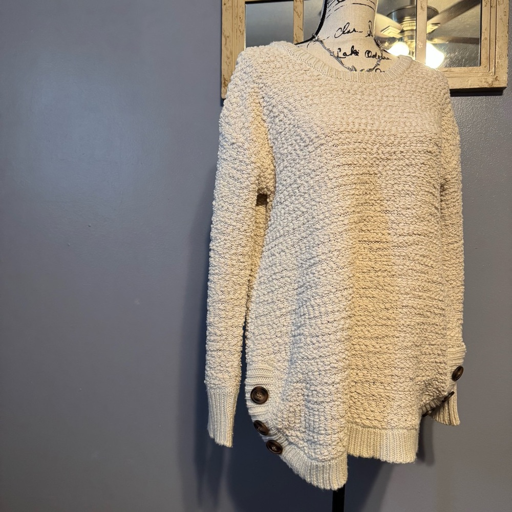 Sabrina Lauren Cream Sweater with Button Accents